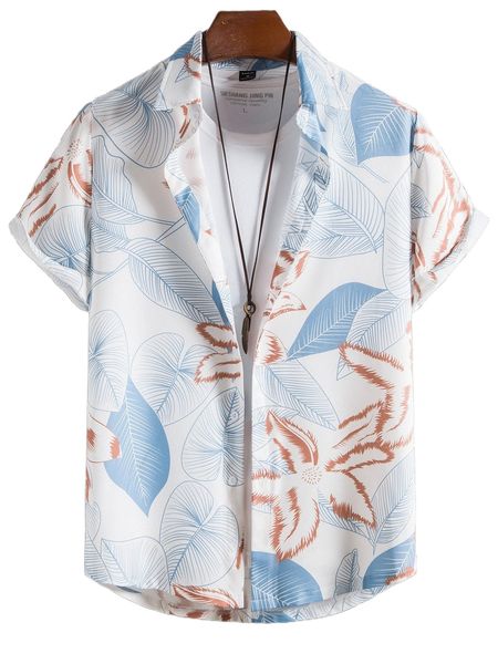 

men random tropical print shirt without tee 15qi#, White;black
