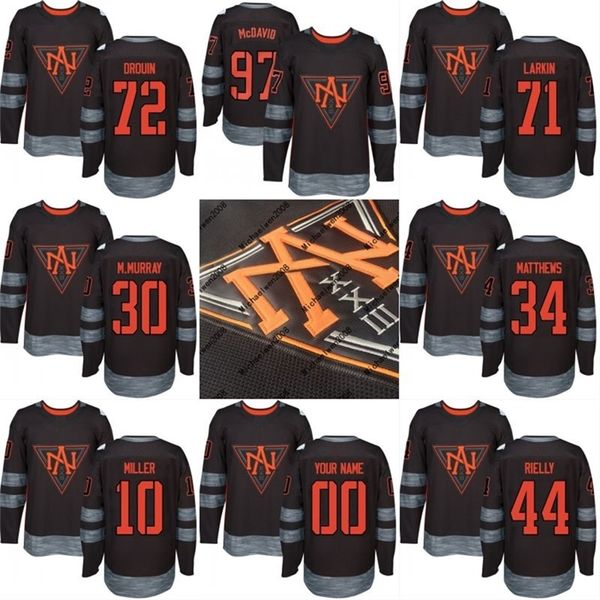 Maglia CeoMitNess Nord America 2016 Coppa del mondo di hockey 23 Sean Monahan 27 Ryan Nugent-Hopkins 29 Nathan MacKinnon Maglie personalizzate da hockey