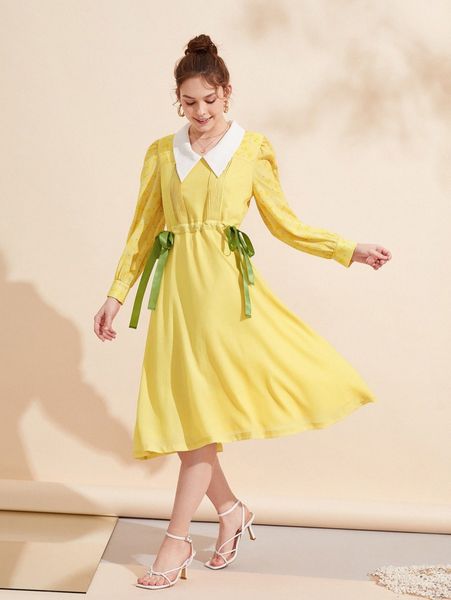 

x creative calm floral print knot side dress 76bd#, Black;gray