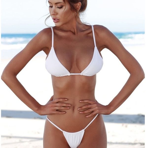 

vigorashely white string bikini thong swimsuit women push up swimwear strap beachwear brazilian biquinis bathing suit 220418, White;black