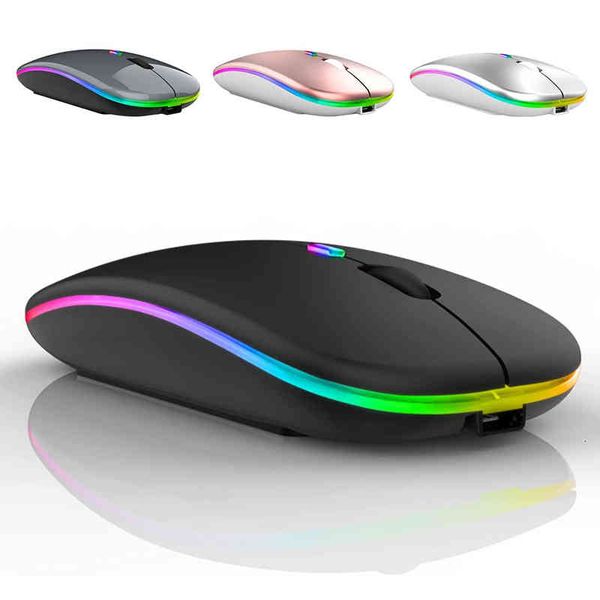 

wireless mouse usb rechargeable bluetooth-compatible rgb mouse silent ergonomic mouse with backlight for lappc ipad