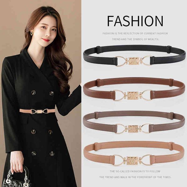 

belts designer belt style ins cowhide women's arc de triomphe buckle dress decoration fine suit net red v4eu233s, Black;brown