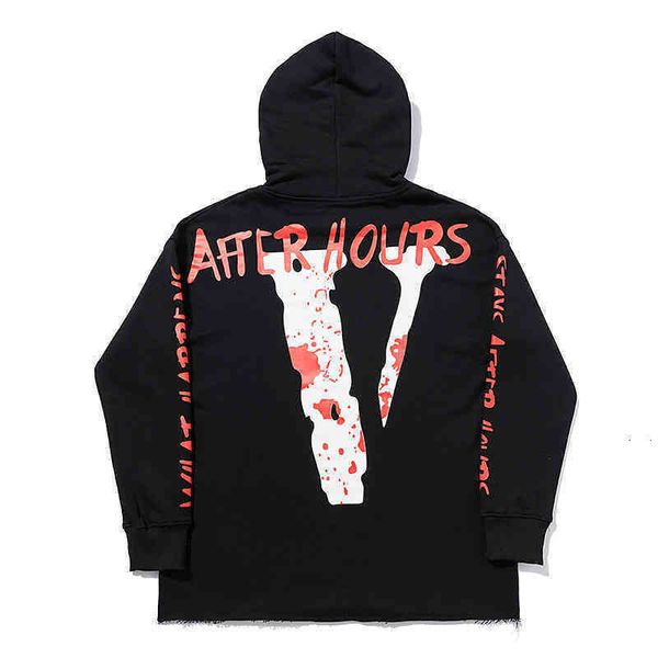 

sweatshirts mens hooded vlones spring and autumn series bleeding big v letter us loose casual versatile hooded couple's sweater hoodies, Black