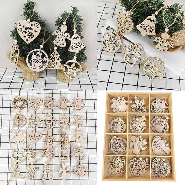 Decorações de Natal 3pcs/lote Natural Chip Diy Snowflake Shape