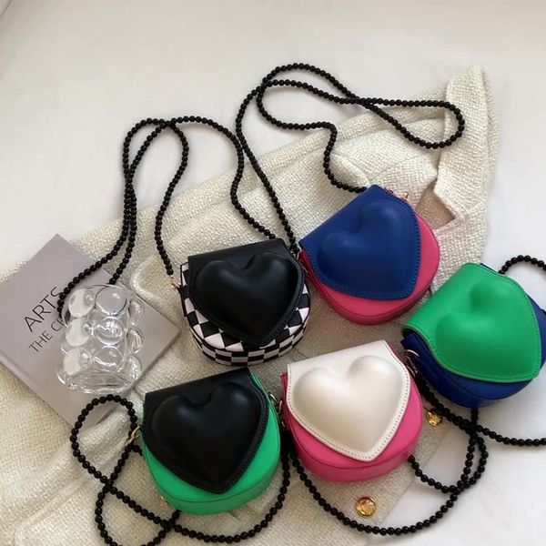 

girls bag handbags kids bags children accessories shoulder messenger fashion spring summer love pearl chain e1255, Black