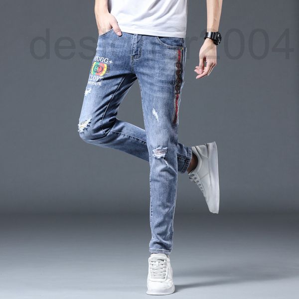 

men's jeans designer 2022 autumn youth slim fit embroidery men's jeans diamond fashion fashion printed casual pants nif6, Blue