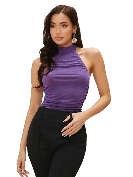 

solid backless halter n1ak#, White