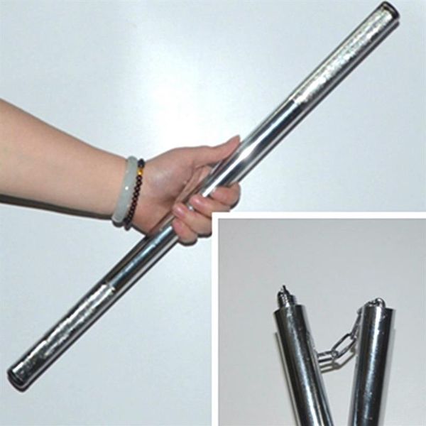 2022 Bastone per arti marziali più venduto Silvery Nunchakus 2 in 1 Nunchucks in acciaio inossidabile con drago intagliato combinato Autodifesa Non-Sli201G