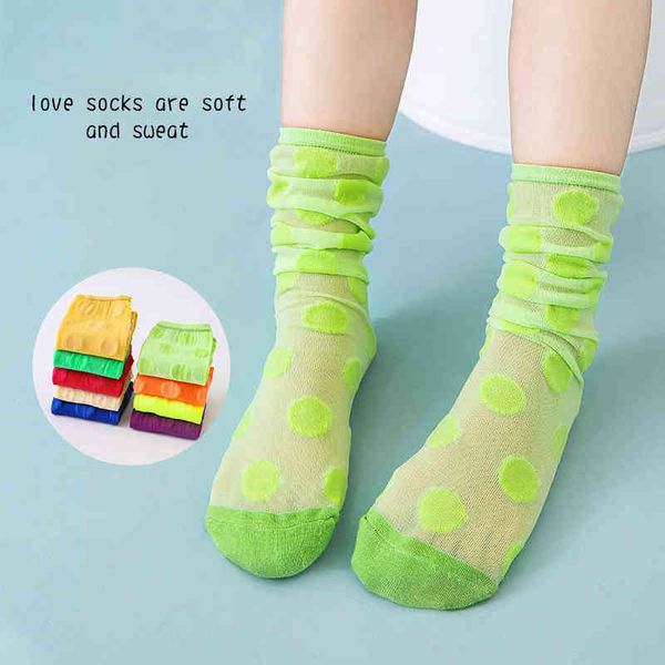 

spring summer girls knee long tube socks kids thin breathable candy color dots princess stockings for baby new clothes clothing j220621, Pink;yellow