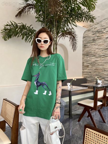 

women's t-shirt designer 22 spring and summer new letter animation dog print short sleeve t-shirt loose simple fashionable casual men w, White