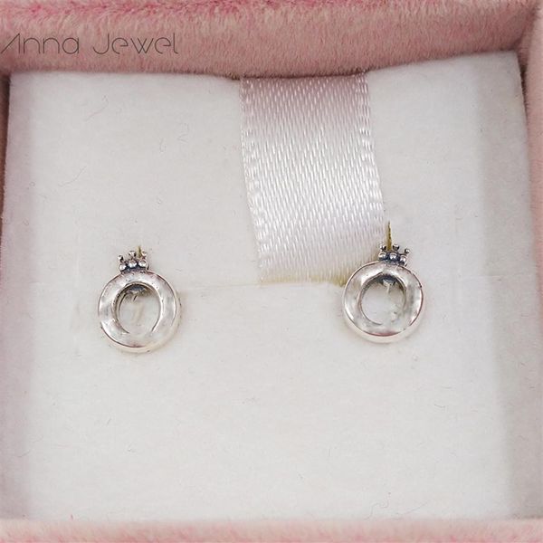 

authentic 925 sterling silver pandora polished crown o stud earrings luxury for women men girl valentine day birthday gift 298295237m, Golden;silver
