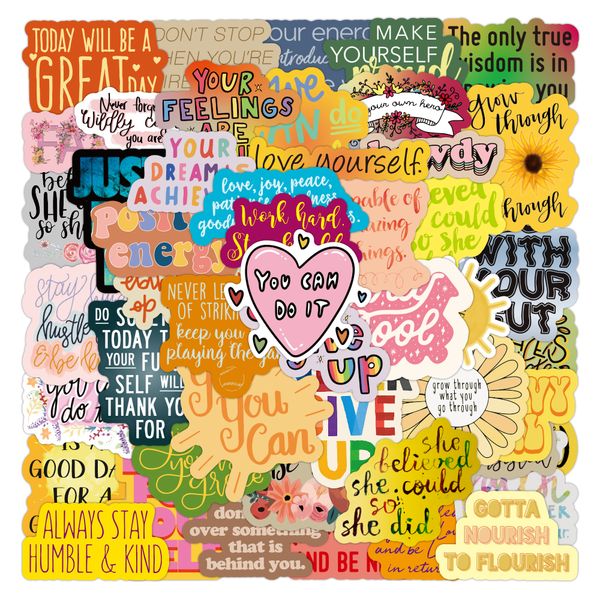 

50pcs motivational phrases graffiti sticker for kids water bottle diy laptoys baby scrapbooking phone case car decal
