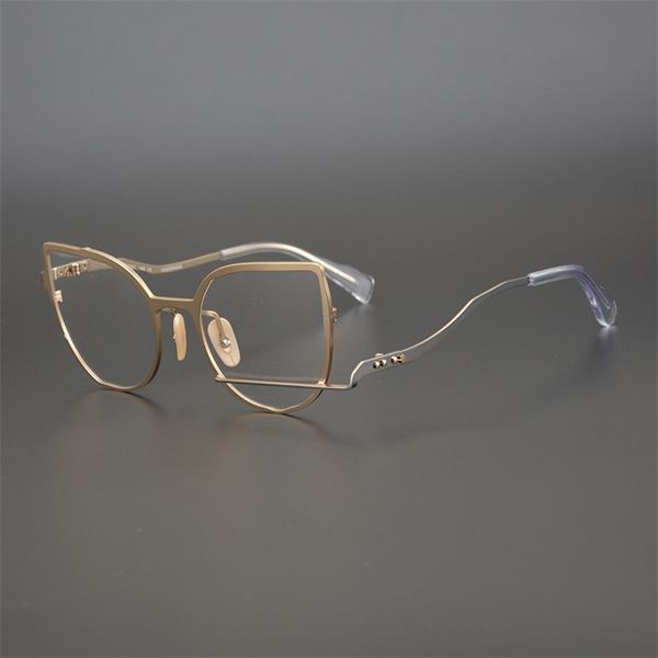 

60% outlet online store handmade irregular butterfly spectacle frame, unique literary eye frame, with myopia for men and women, White;black