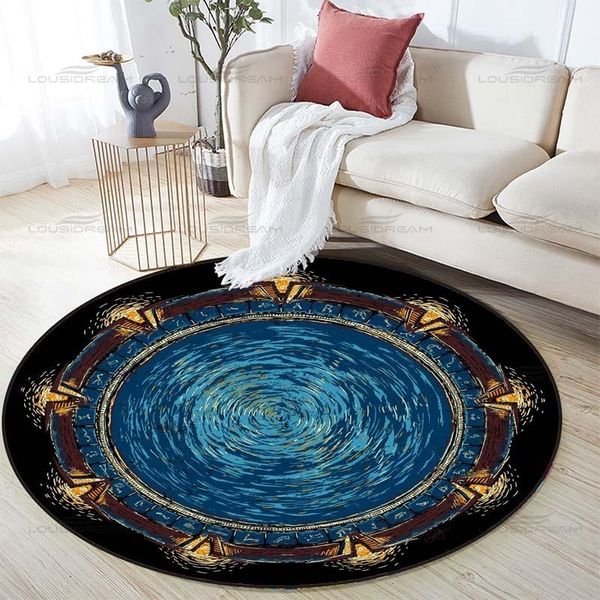 Alfombras Stargate Space-time Shuttle Wormhole Alfombra decorativa Redonda Arte de dibujos animados Hogar moderno Sala de estar Alfombra de piso Dormitorio Alfombras