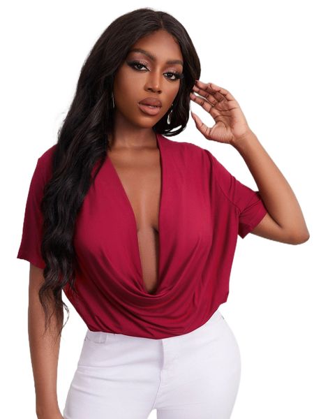 

sxy cowl neck batwing sleeve tee 47pw#, White