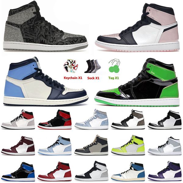 

high og jumpman 1 1s mens basketball shoes rebellionaire patent green grey fog carbon fiber hyper royal jorda jorden1s sports sneakers 36-46