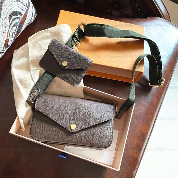 

luxury designer 3 piece leather women's men falicie strap bags tote crossbody bags shoulder bag fashion wallet m80091 camera cases card