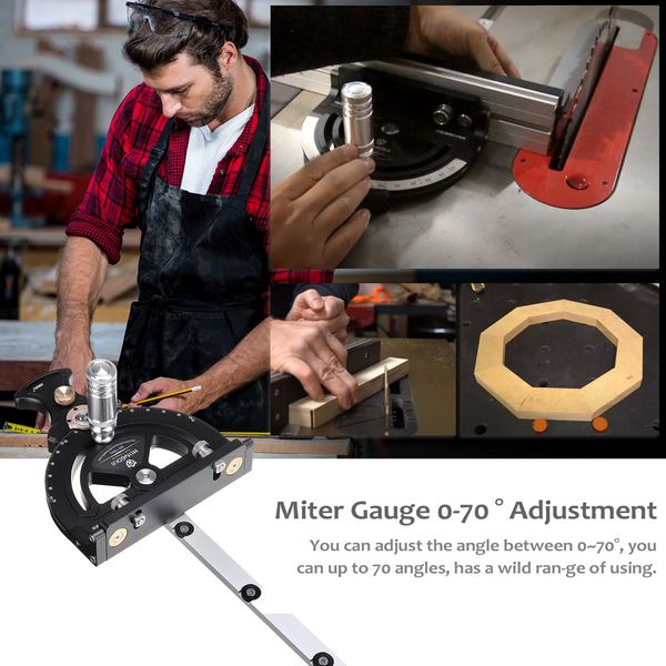 

hongdui miter gauge 0-70 Â° adjustment woodworking table saw handle angle ruler setting multipurpose tools