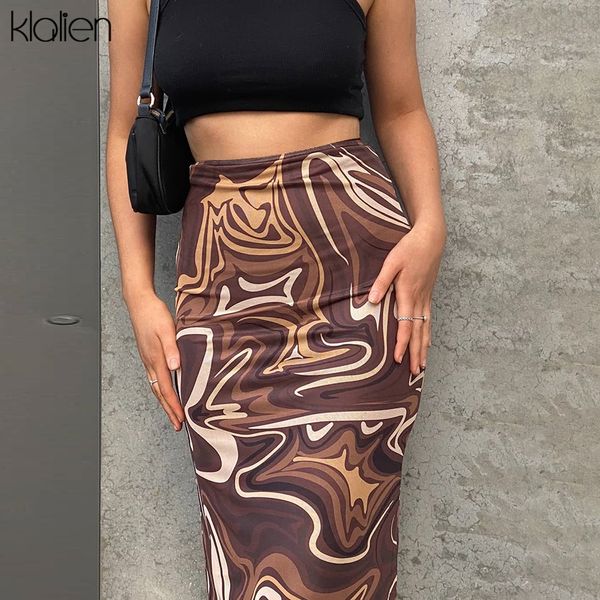 

fashion casual high waist skinny stretch print long skirt autumn new simple wild basic female streetwear straight, Black;gray