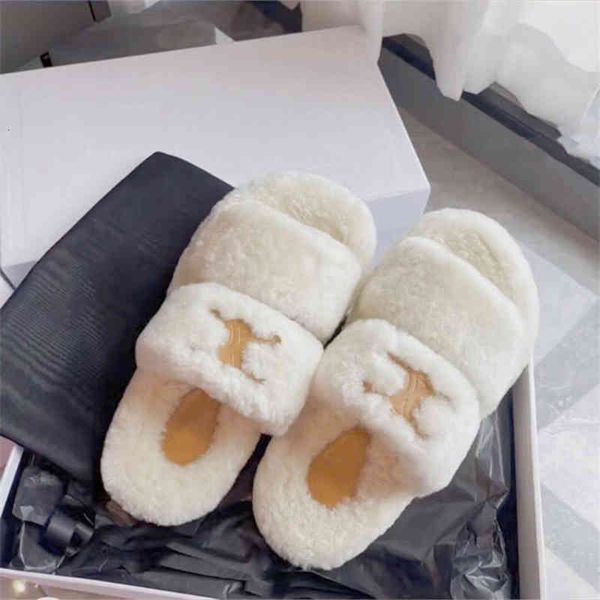 

slippers net red wool slippers arc de triomphe lamb real 40.41 42 large, Black