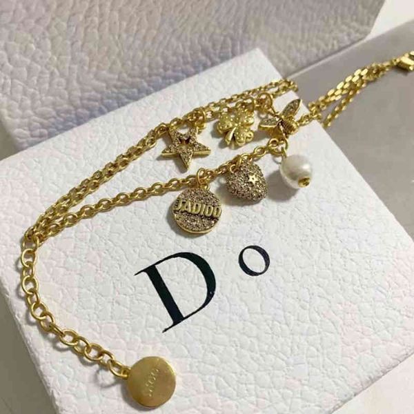 

factory wholesale letter star pearl multilayer bracelet necklace women's fashion simple jewelry, Black