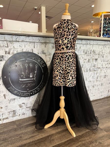 Abito da spettacolo per ragazza con paillettes con stampa leopardata Tuta 2022 Pagliaccetto corto con stampa animalier Collo alto Gonna in tulle Ragazzino Compleanno Abito da festa formale Toddler Adolescenti Preteen