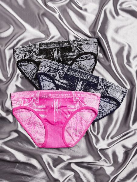 

3pack allover print panty i8l4#, Black;red