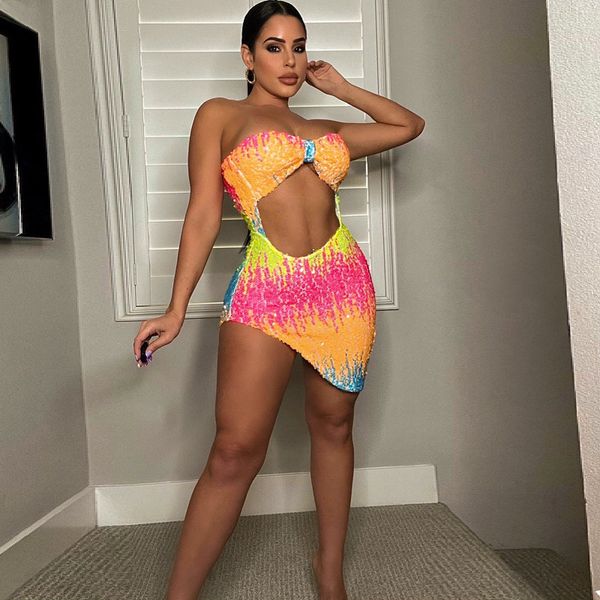 

women off shoulder sequined dress ombre color bodycon mini dress, Black