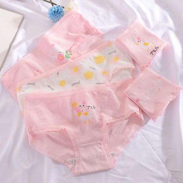Mutandine 2022 Mutande rosa stampate floreali per adolescenti Slip per ragazza Comodo abbigliamento intimo per bambini in cotone