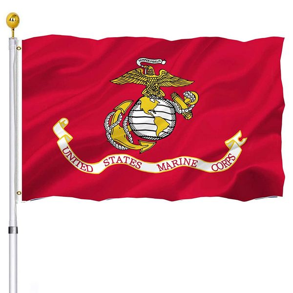 Kırmızı USMC ABD Deniz Piyadeleri Bayrak 3x5 ft 90x150cm ABD Askeri Bayraklar Polyester Amerikan Ordusu Banner DHL Teslimat