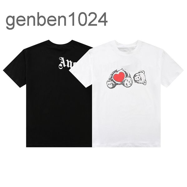 

summer youth loose little bear daily angel letter white popular cotton men and women short sleeve t-shirt couple fml2, White;black