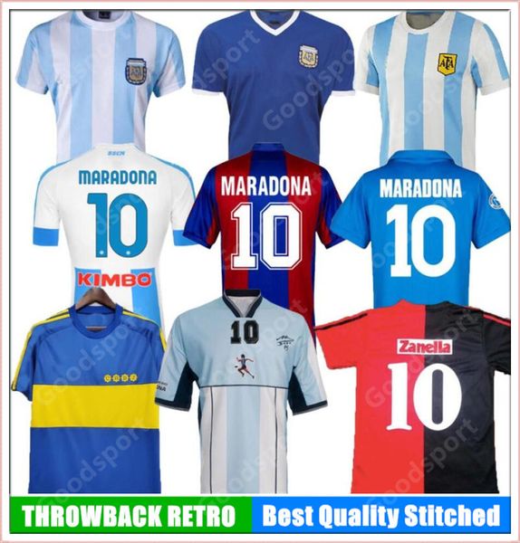 Retro 78 86 85 Maradona Futebol Jerseys 82 83 93 94 81 95 Boca M E S S I 87 Nápoles Napoli Camisa de Futebol Kids Newells Old Boys Clássico