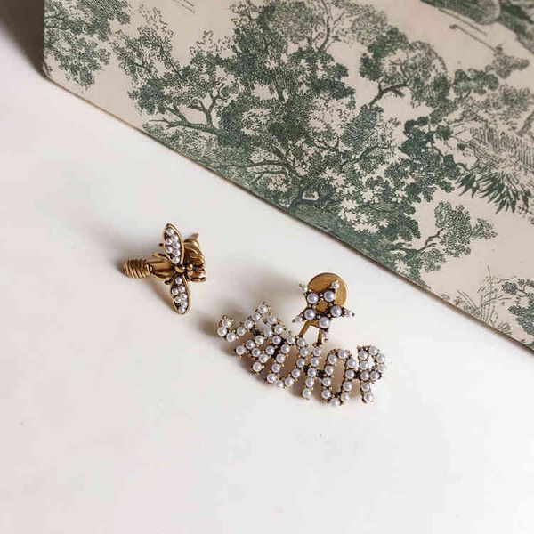 

fine jewellery ornament charm earring pearl earrings design temperament ear stud advanced simple luxury letter earrings, Golden