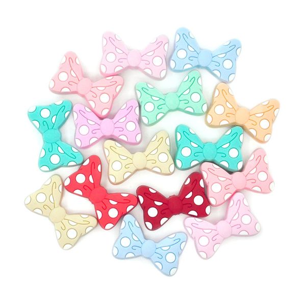 

silicone polka dot bow beads bowknot loose bead food grade silicone bpa diy pacifier clip baby accessories teether toy