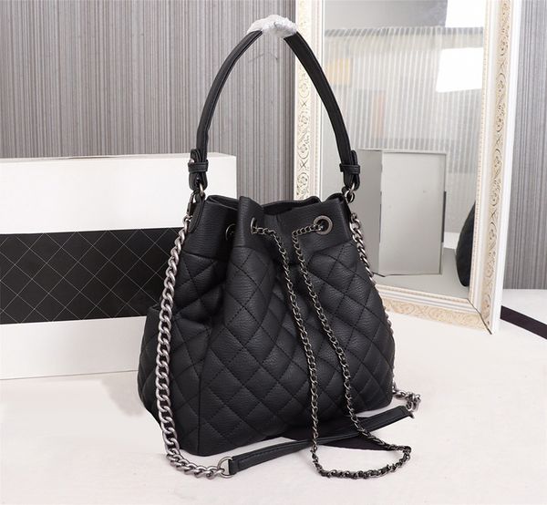 

quality bucket totes designer handbag women bags luxurious designers crossbody handbag hobo cowhide leather shoulder purse silver chain, Red;black