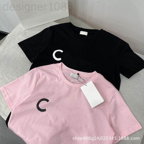

women's t-shirt designer [correct version]ce's new summer round neck letter printing short sleeve pink and black for men women lov, White