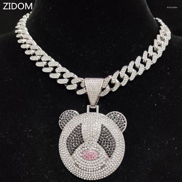 Colares pendentes Men Mulheres Hip Hop Panda Colar com Chain Cristal de Cristal de 13 mm Iced Out Bling Fashion Charm JewelryPenda Sidn22