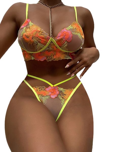 

embroidery mesh chain linked lingerie z79l#, Black;red