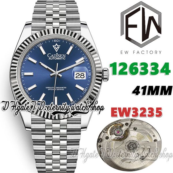 EWF V3 ew126334 Cal.3235 EW3235 Automatik-Herrenuhr, 41 mm, blaues Zifferblatt, Strichmarkierungen, 904L-Edelstahlarmband mit derselben Seriennummer, Garantiekarte. Super-Ewigkeitsuhren