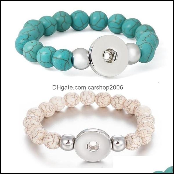 Charm Bilezikler Noosa Snap Bilezik Mücevherleri 10mm Turkuaz Boncuklar Zencefil Düğmeleri Yığın Bangle DIY 18mm Snaps Klasik D DHSELLER2010 DHLTK