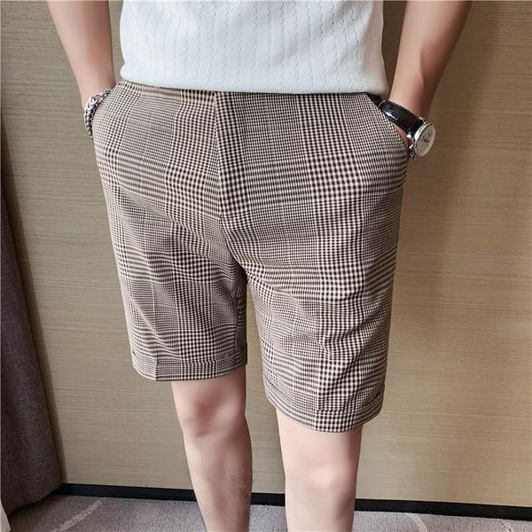 

men's shorts men summer fashion business plaid casual chino office trousers cool breathable clothing solid colormen's, White;black