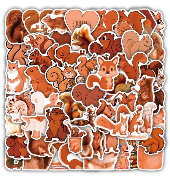 

pack of 50pcs wholesale cute squirrel stickers no-duplicate waterproof for luggage skateboard lapnotebook water bottle car decals kids gifts