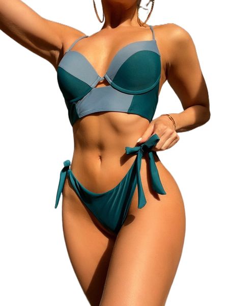 

color block cross push up bikini swimsuit f2q3#, White;black