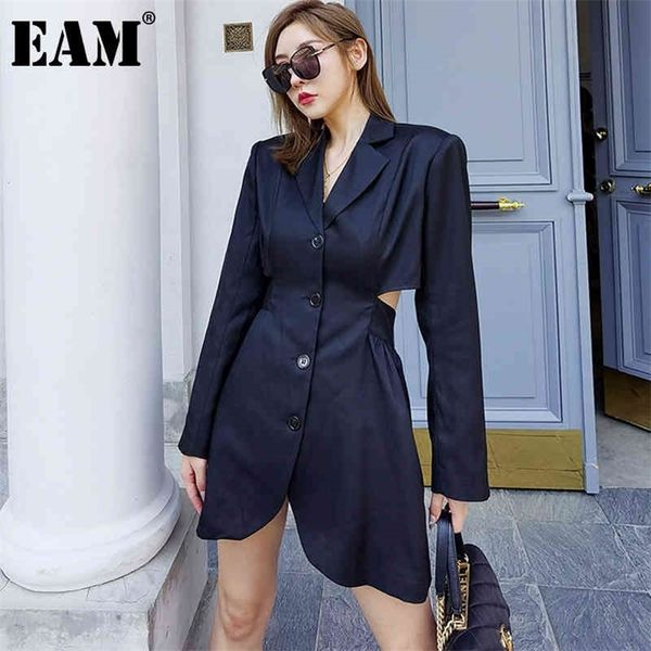 

women black hollow out pleated backless dress lapel long sleeve loose fit fashion spring autumn 1dd6408 210512, Black;gray