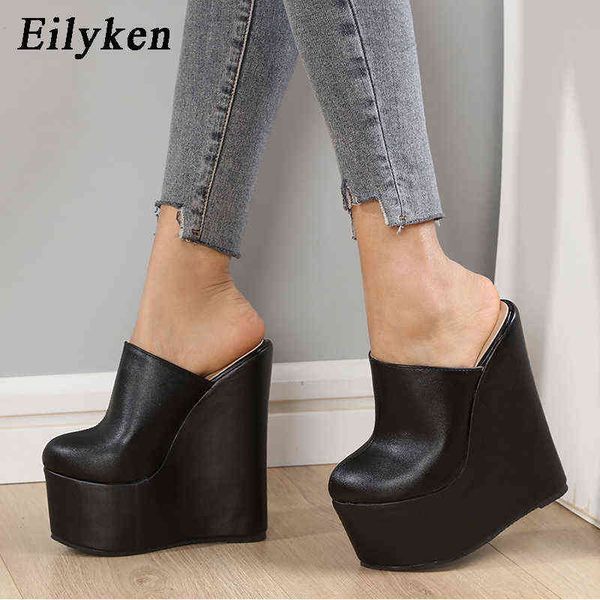 Eilyken Новое прибытие платформы Клин -Клайт Главные насосы Summer Woman Sexy Super High Sandal Black 35 42