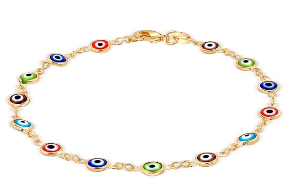 

anklets jewelry 18k gold plated evil eye anklet bracelet amoqg, Red;blue