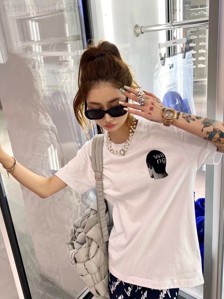 

women's t-shirt designer aw dawangjia 22 spring and summer new letterhead hair print short sleeve t-shirt simple loose 07kl, White