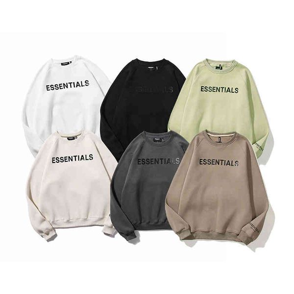 

men's hoodies & sweatshirts essentials straddle round neck three dimensional plastic label sweater, same for men and women gud7, Black