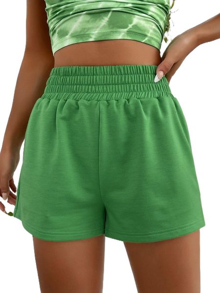 

solid elastic waist shorts i4ci#, White;black