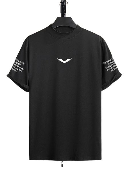 

men bird & slogan graphic tee v6lb#, White;black